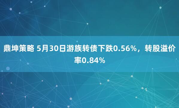 鼎坤策略 5月30日游族转债下跌0.56%，转股溢价率0.84%
